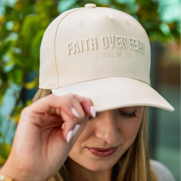 PragerU Accessories - PragerU Faith Over Fear Hat Baseball Cap Cream NWOT
